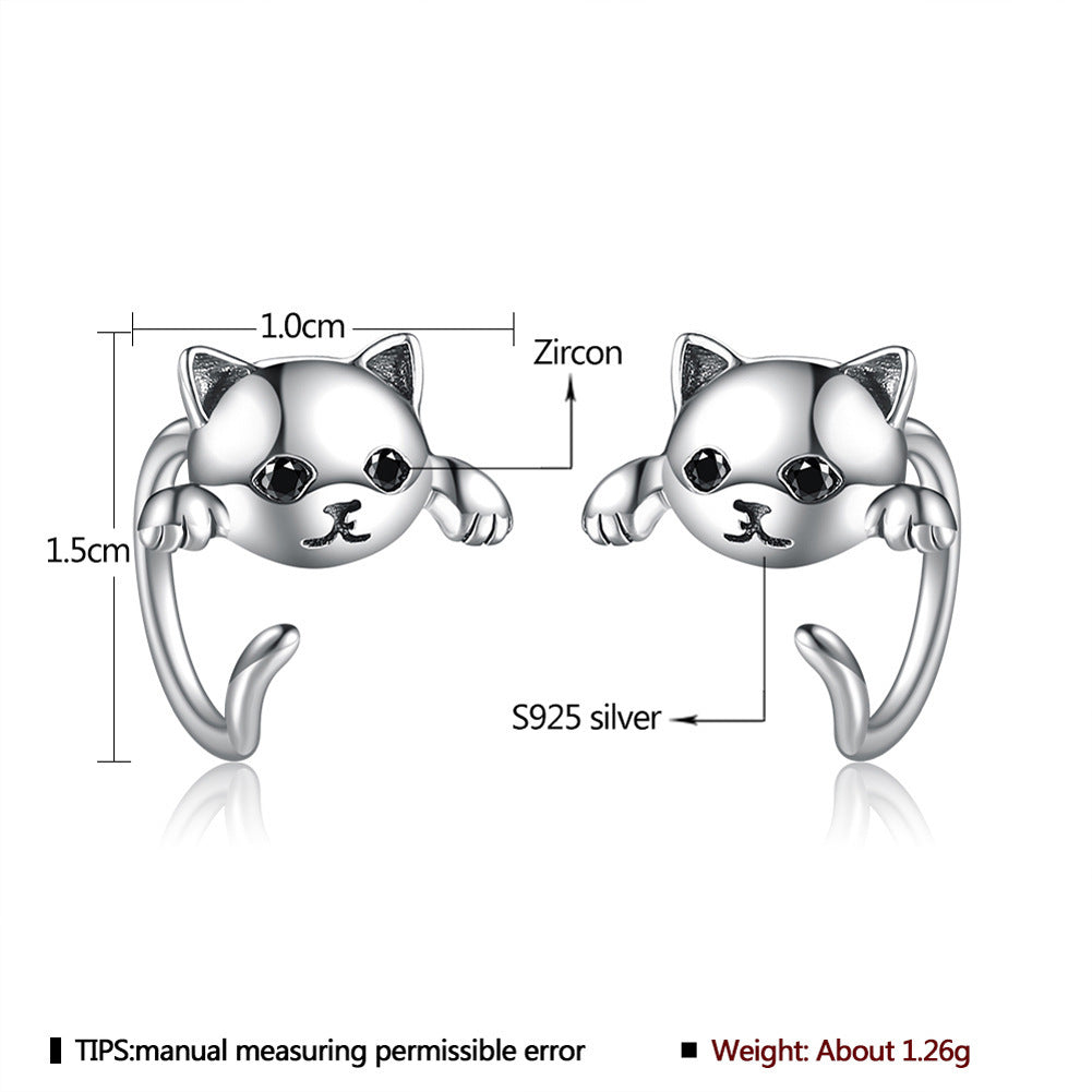 2021 Nueva Hebilla De Oreja De Gato Para Mujer Pendientes De Gato Lindo Europeo Y Americano Accesorios PTEE0454