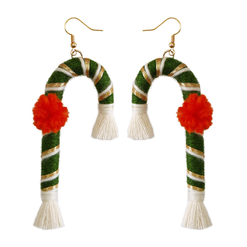 Pendientes De Navidad Europeos Y Americanos Mujer Creativa Comercio Exterior Dibujos Animados Navidad Bohemia Borla Tejiendo Pendientes Hechos A Mano