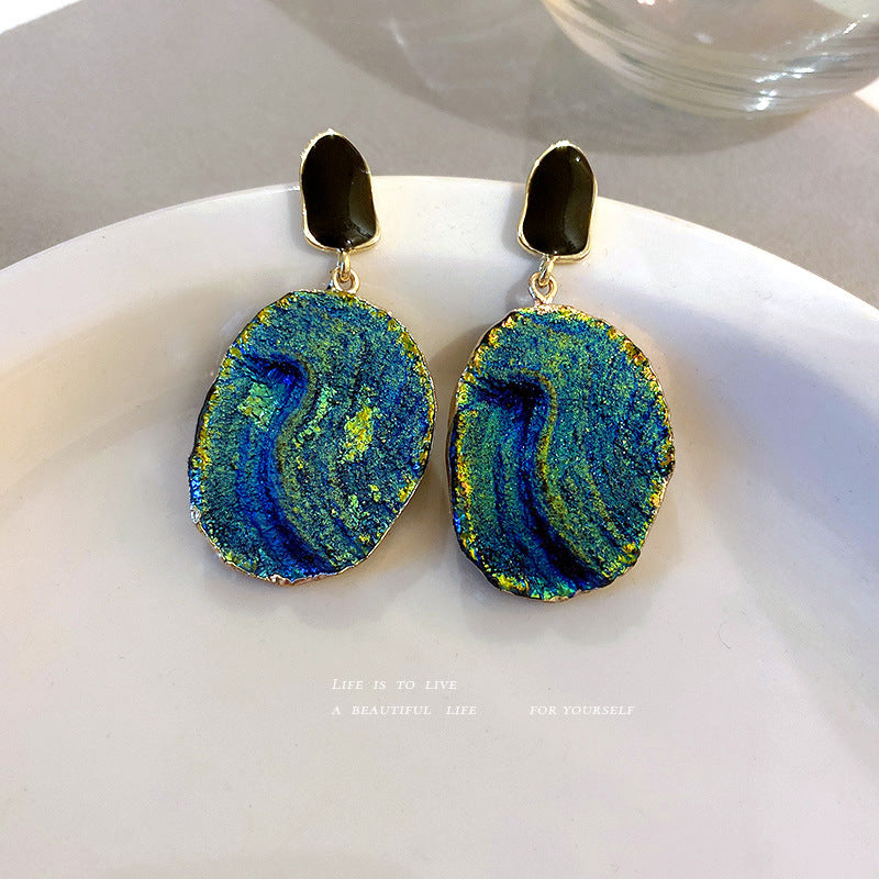 Pendientes De Oleorresina De Goteo De Aguja De Plata 925 Temperamento Femenino Pendientes De Estilo étnico De Moda Europea Y Americana Pendientes De Personalidad Exagerada Retro