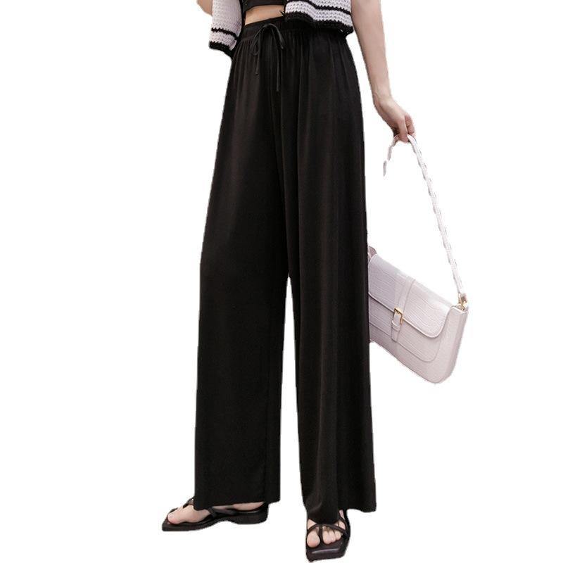 Pantalones holgados de seda helada con drapeado extragrande - MXbueno