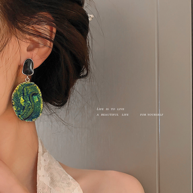 Pendientes De Oleorresina De Goteo De Aguja De Plata 925 Temperamento Femenino Pendientes De Estilo étnico De Moda Europea Y Americana Pendientes De Personalidad Exagerada Retro