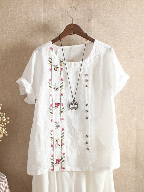 Camiseta Holgada De Manga Corta Con Cuello Redondo