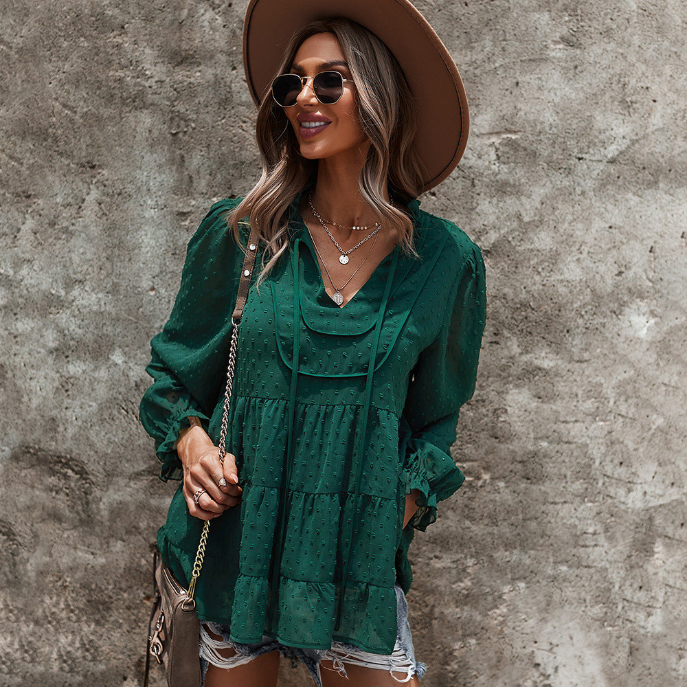 Camisa De Moda Otoño E Invierno 2021Cuello En V Sexy