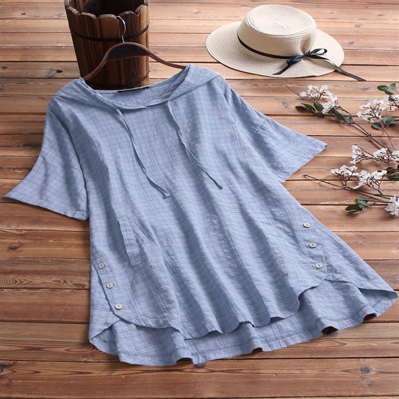 Top De Mujer Corsé Casual Con Botón De Lino