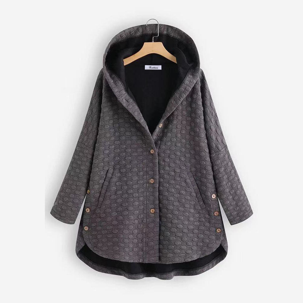 Sudadera Chaqueta Irregular Con Capucha Con Botones