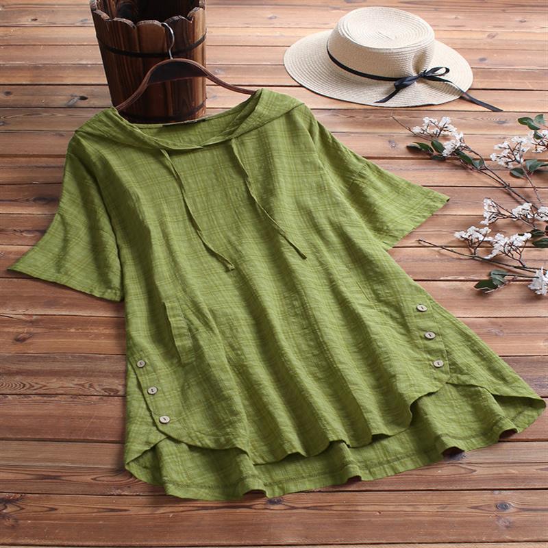 Top De Mujer Corsé Casual Con Botón De Lino