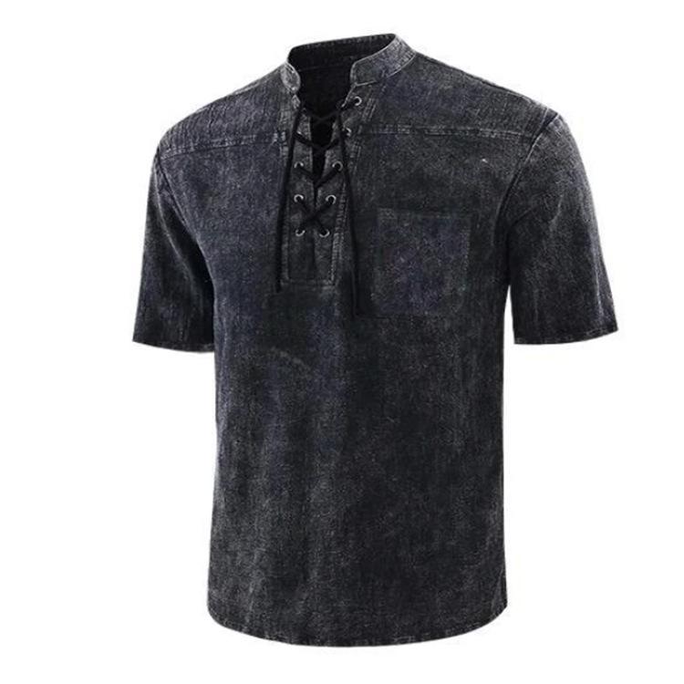 Camisa casual de verano de manga corta y cuello alto