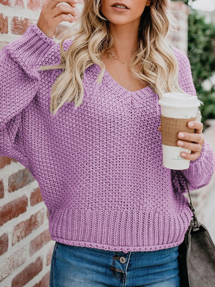 Suéter Con Cuello En V De Punto Suelto Europeo Y Americano De Nuevo Estilo De Otoño E Invierno