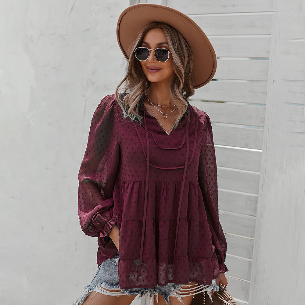 Camisa De Moda Otoño E Invierno 2021Cuello En V Sexy