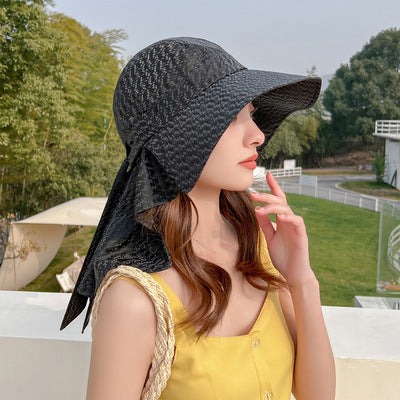 Sombrero De Sol Con Aleros Anchos Y Solapa De Cuello Para Mujeres