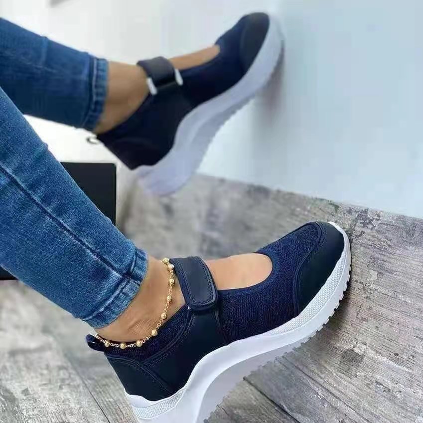 Zapatos de mujer de punto volador cómodos de suela gruesa