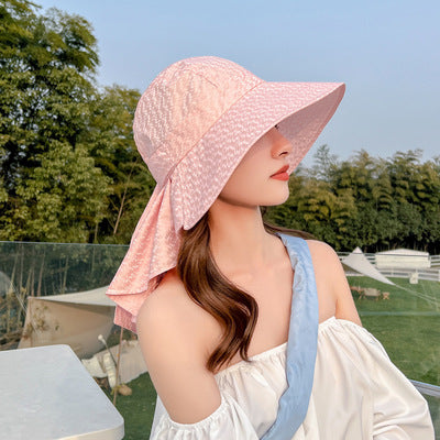 Sombrero De Sol Con Aleros Anchos Y Solapa De Cuello Para Mujeres