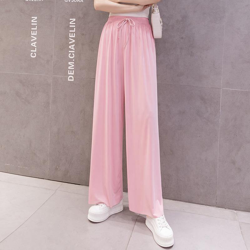 Pantalones holgados de seda helada con drapeado extragrande - MXbueno