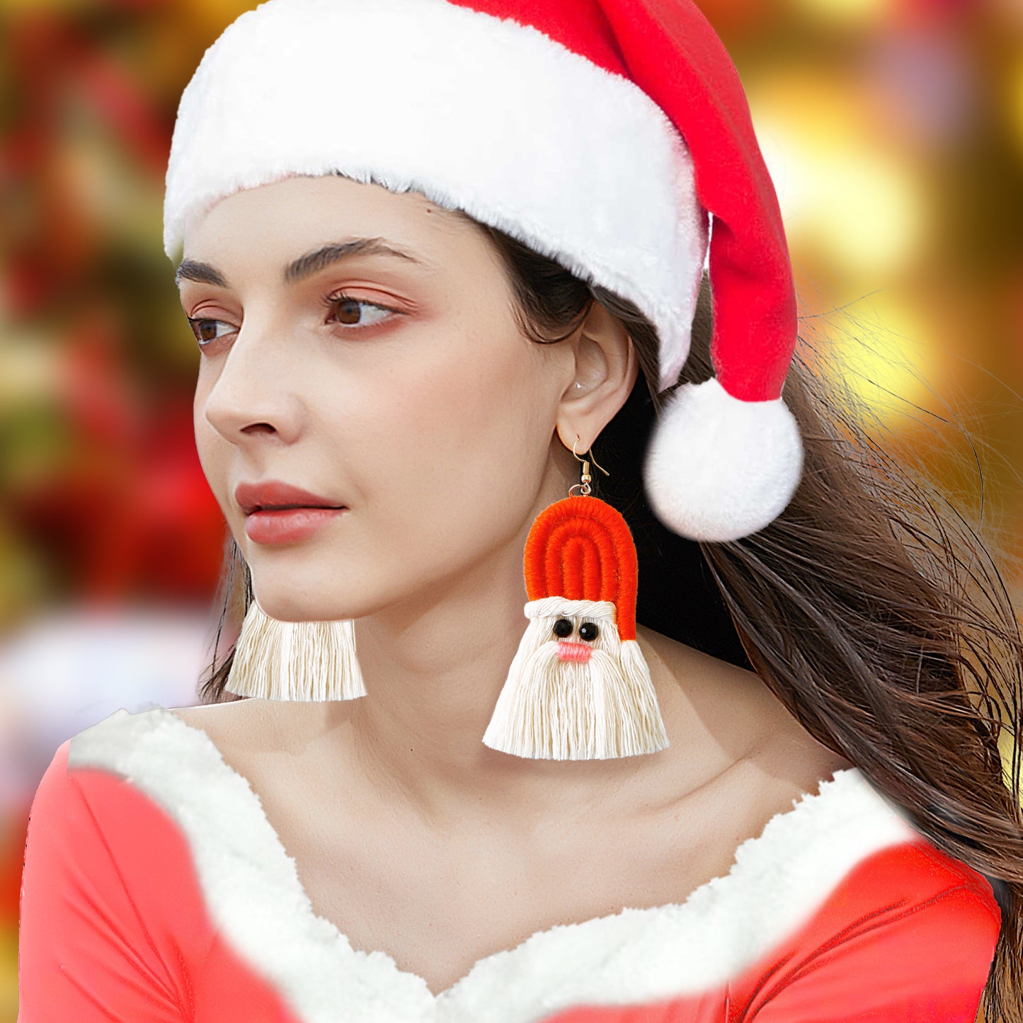 Pendientes De Navidad Europeos Y Americanos Mujer Creativa Comercio Exterior Dibujos Animados Navidad Bohemia Borla Tejiendo Pendientes Hechos A Mano