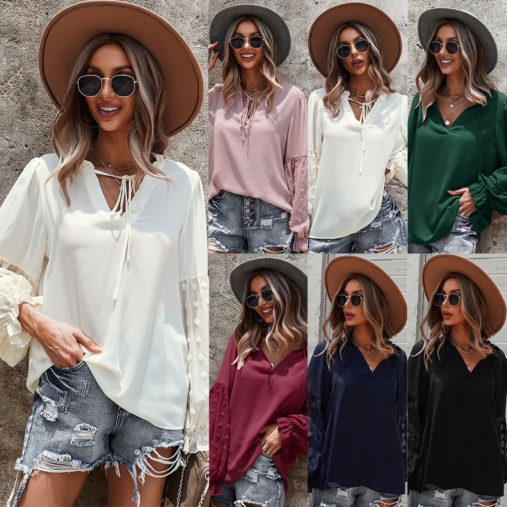 Camisa De Manga Larga 2021 Costura De Otoño E Invierno Top Temperamento Ropa Casual De Mujer