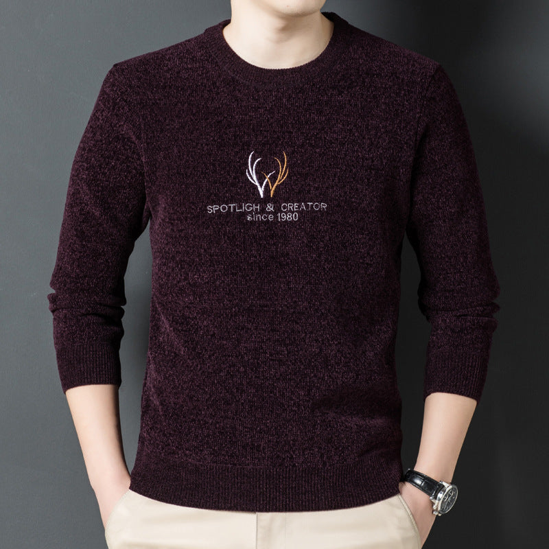 Camisa De Chenilla Gruesa Cálida Suéter Casual De Punto
