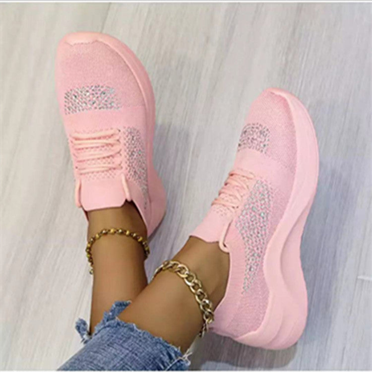 Nuevos zapatos de mujer transpirables con diamantes de imitación de malla