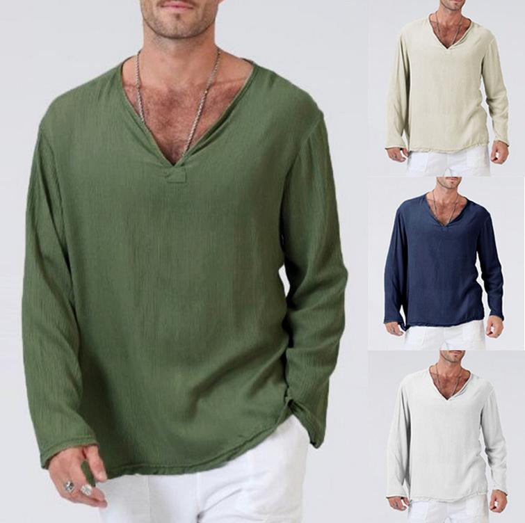 Camiseta Holgada De Lino Con Cuello De Pico