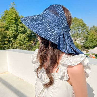 Sombrero De Sol Con Aleros Anchos Y Solapa De Cuello Para Mujeres
