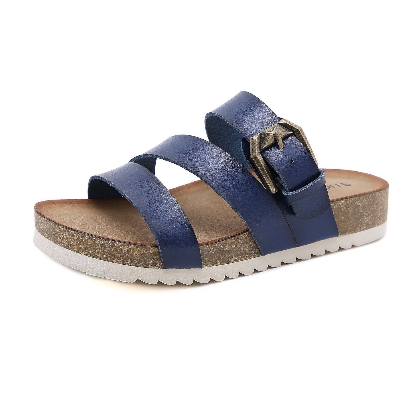Sandalias Cómodas Antideslizantes Con Hebilla Metálica Y Suela De Madera