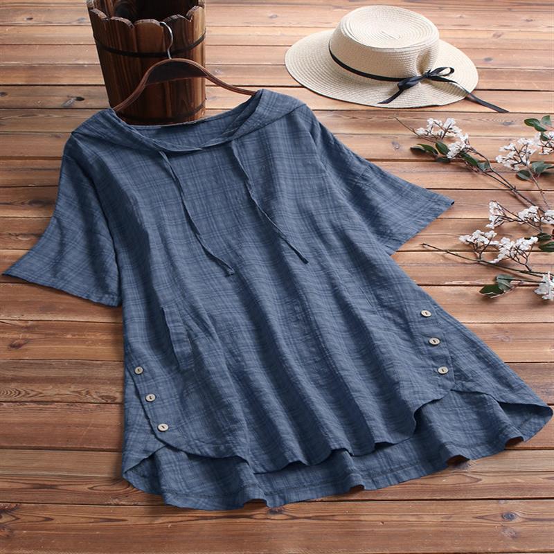 Top De Mujer Corsé Casual Con Botón De Lino