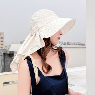 Sombrero De Sol Con Aleros Anchos Y Solapa De Cuello Para Mujeres