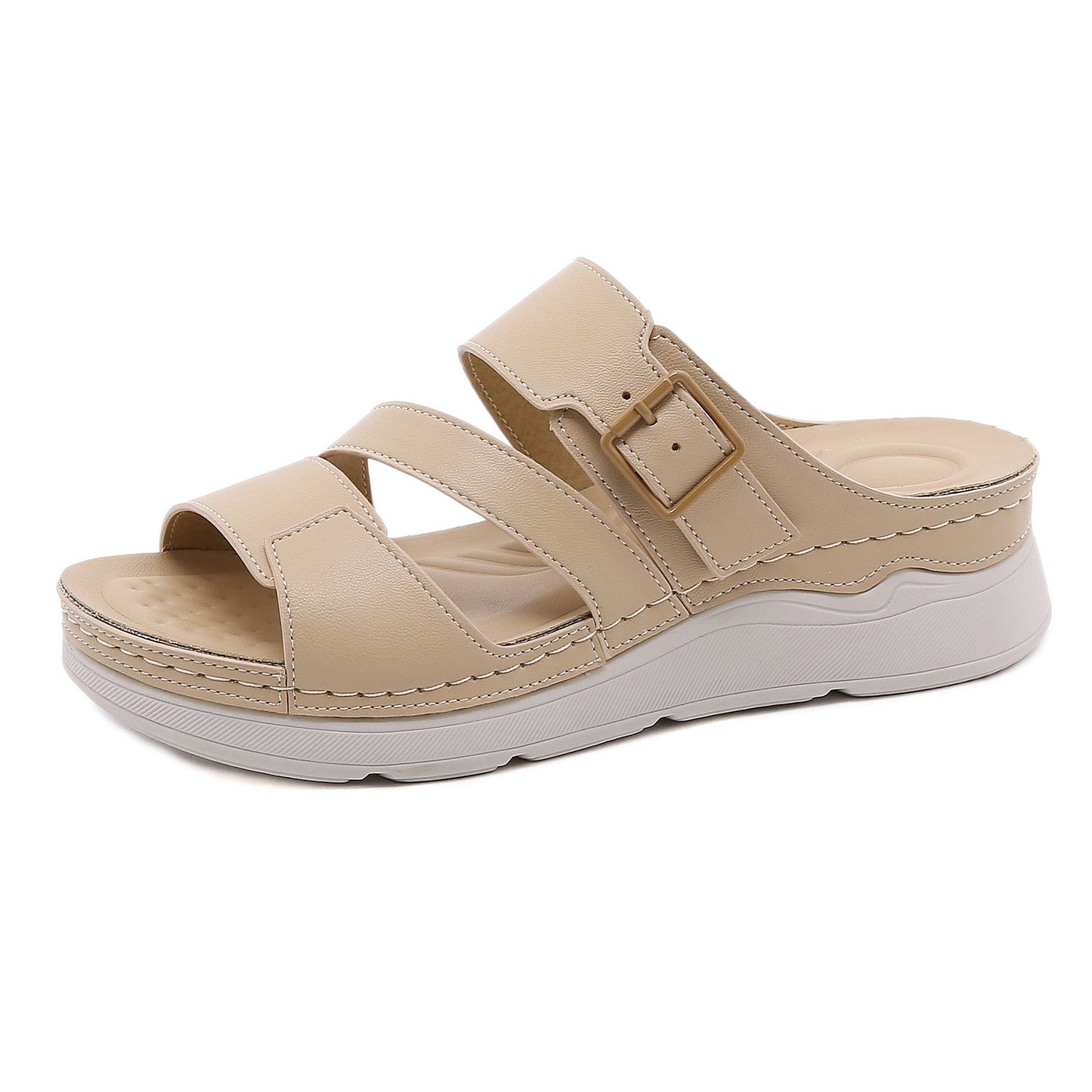 Zapatos De Mujer De Punta Redonda Simple De Tacón De Cuña Antideslizante Liviano