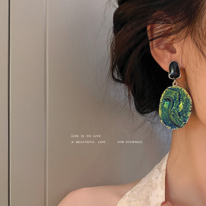 Pendientes De Oleorresina De Goteo De Aguja De Plata 925 Temperamento Femenino Pendientes De Estilo étnico De Moda Europea Y Americana Pendientes De Personalidad Exagerada Retro