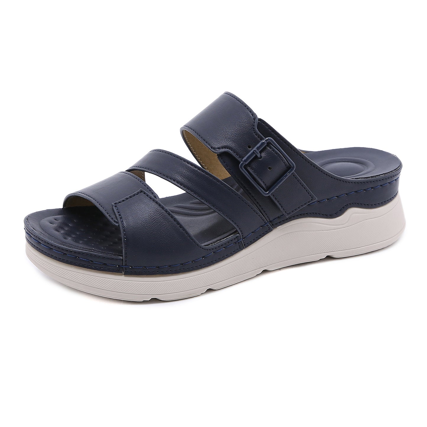 Zapatos De Mujer De Punta Redonda Simple De Tacón De Cuña Antideslizante Liviano