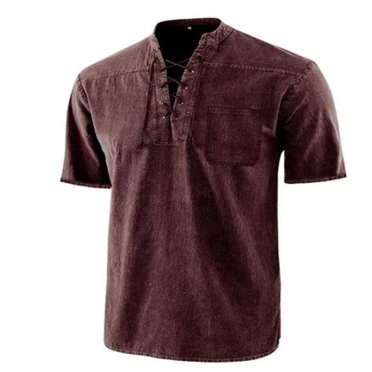 Camisa casual de verano de manga corta y cuello alto