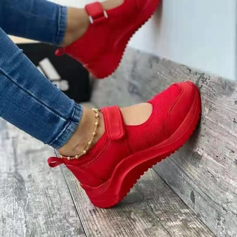Zapatos de mujer de punto volador cómodos de suela gruesa