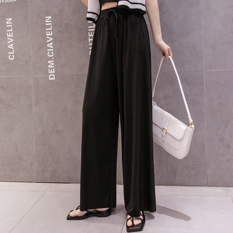 Pantalones holgados de seda helada con drapeado extragrande - MXbueno