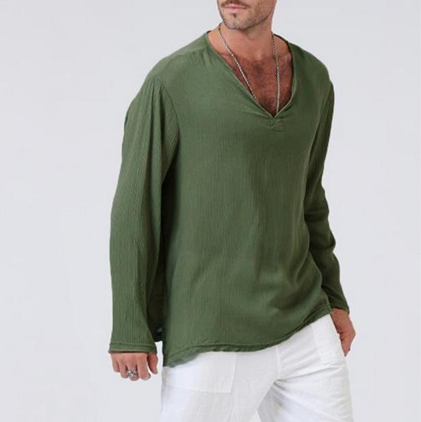 Camiseta Holgada De Lino Con Cuello De Pico