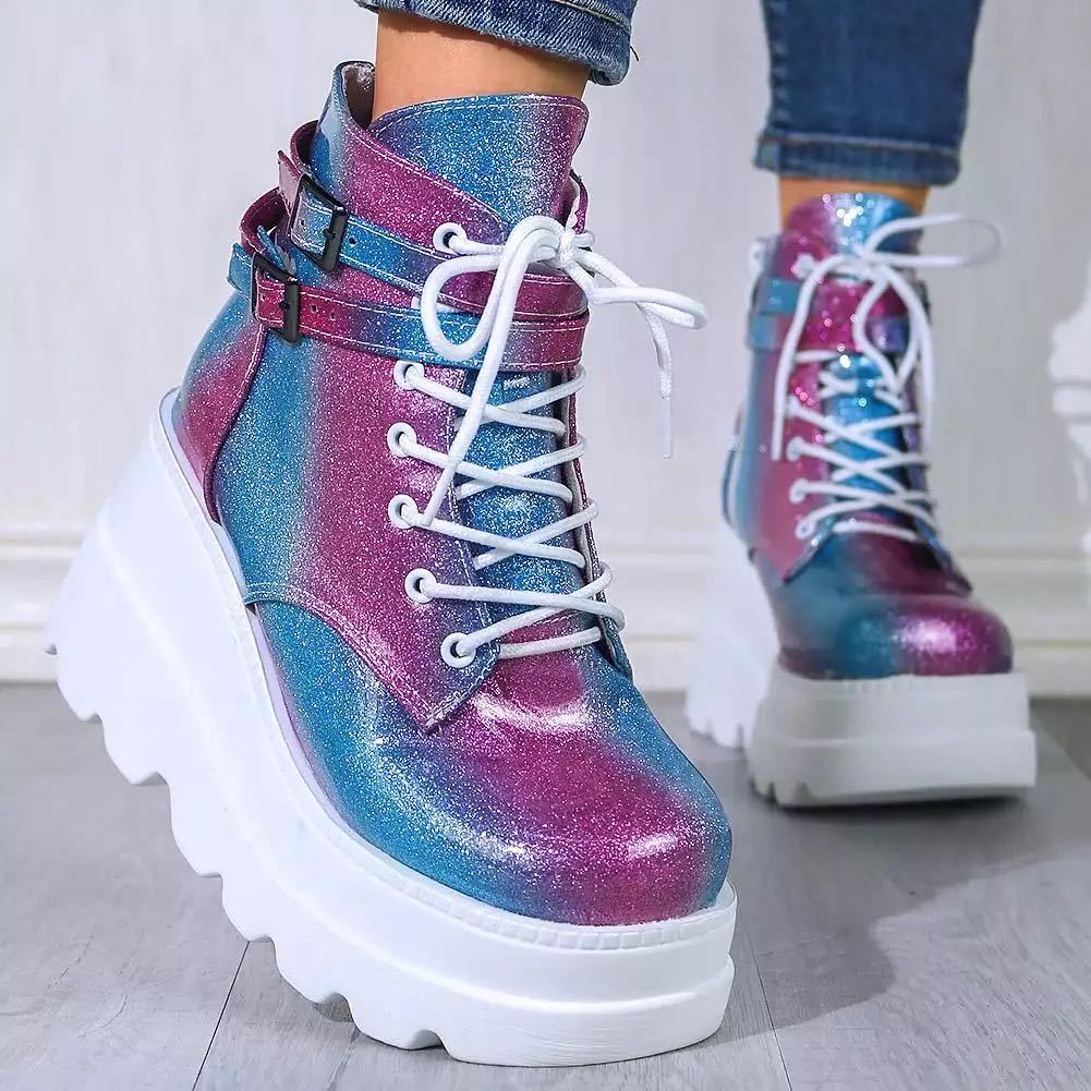 Botas De Mujer Explosivas Invierno Nuevas Botas Cortas De Suela Gruesa De Punta Redonda Europea Y Americana Mujer