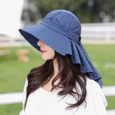 Sombrero De Sol Con Aleros Anchos Y Solapa De Cuello Para Mujeres