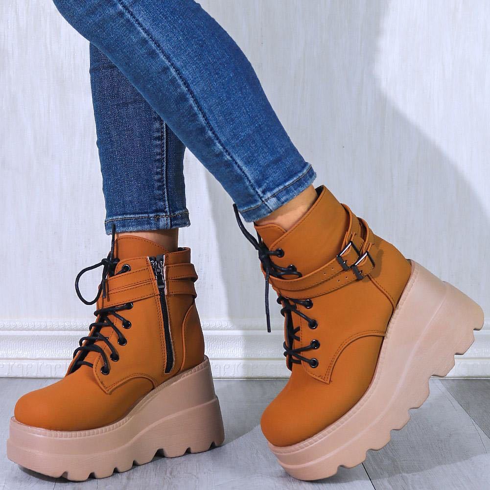 Botas De Mujer Explosivas Invierno Nuevas Botas Cortas De Suela Gruesa De Punta Redonda Europea Y Americana Mujer
