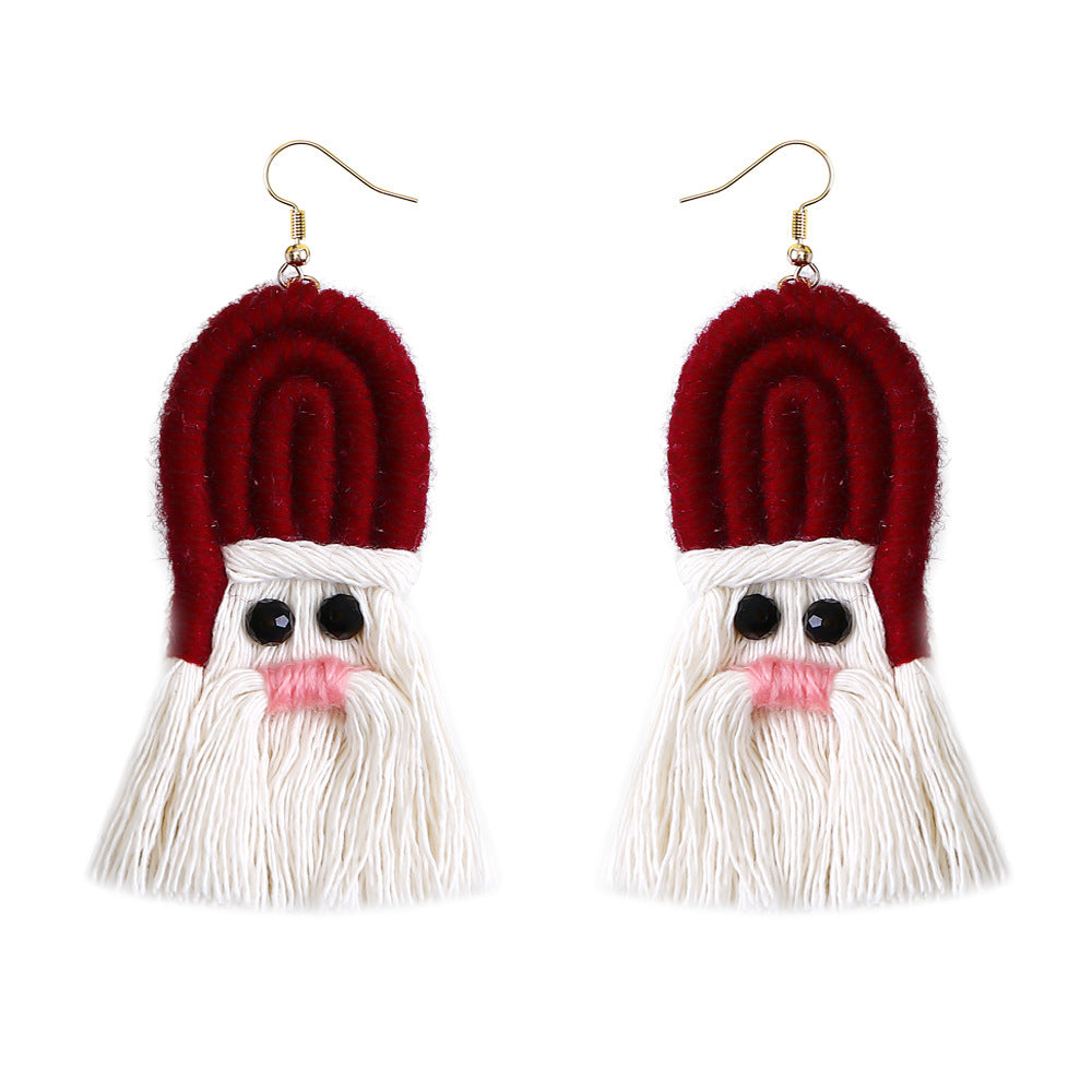 Pendientes De Navidad Europeos Y Americanos Mujer Creativa Comercio Exterior Dibujos Animados Navidad Bohemia Borla Tejiendo Pendientes Hechos A Mano