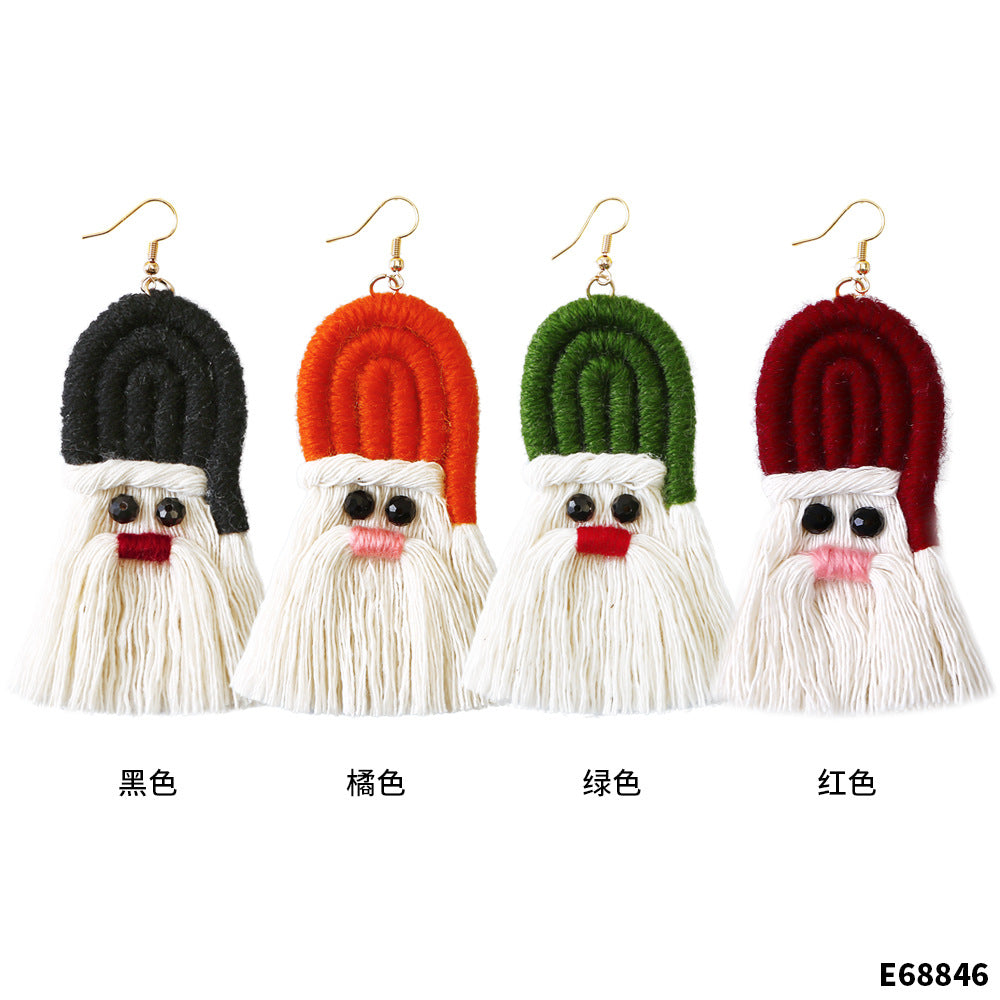 Pendientes De Navidad Europeos Y Americanos Mujer Creativa Comercio Exterior Dibujos Animados Navidad Bohemia Borla Tejiendo Pendientes Hechos A Mano