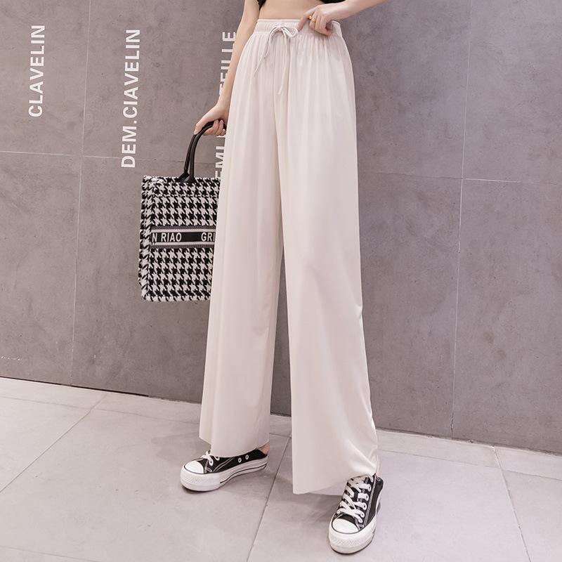 Pantalones holgados de seda helada con drapeado extragrande - MXbueno