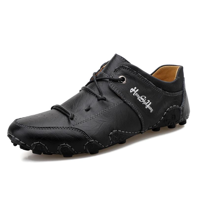 Zapatos casuales de cuero con cordones para hombre