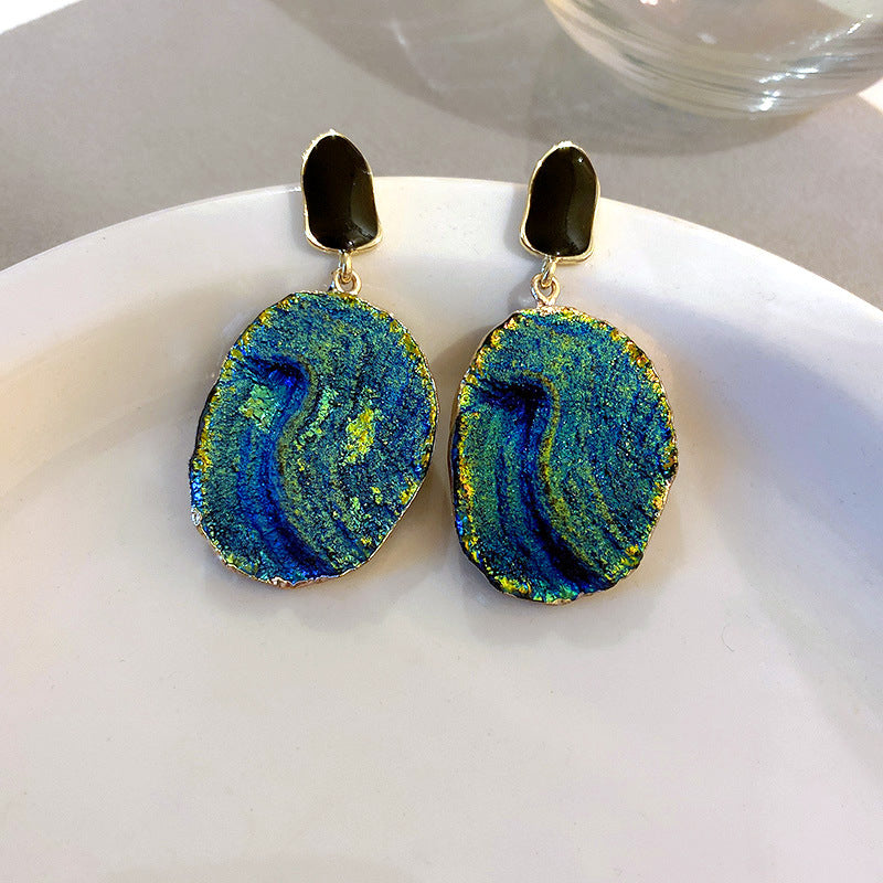 Pendientes De Oleorresina De Goteo De Aguja De Plata 925 Temperamento Femenino Pendientes De Estilo étnico De Moda Europea Y Americana Pendientes De Personalidad Exagerada Retro
