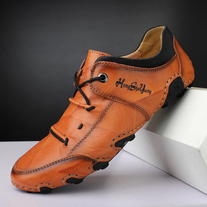 Zapatos casuales de cuero con cordones para hombre