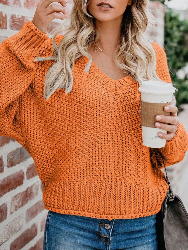 Suéter Con Cuello En V De Punto Suelto Europeo Y Americano De Nuevo Estilo De Otoño E Invierno