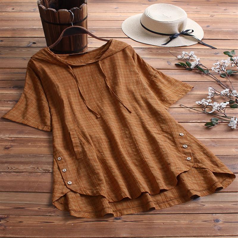 Top De Mujer Corsé Casual Con Botón De Lino