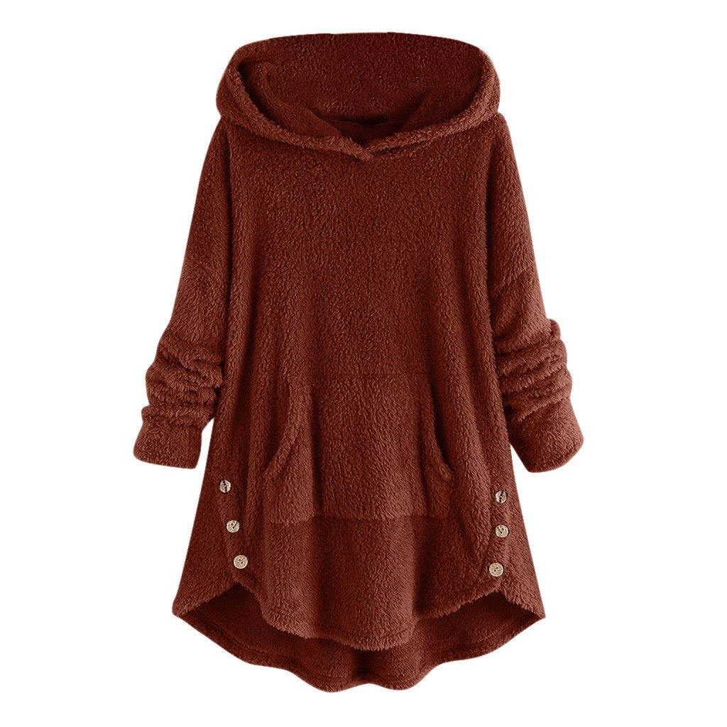 Sudaderas con capucha de gran tamaño para mujer camisetas tops Botón asimétrico - MXbueno