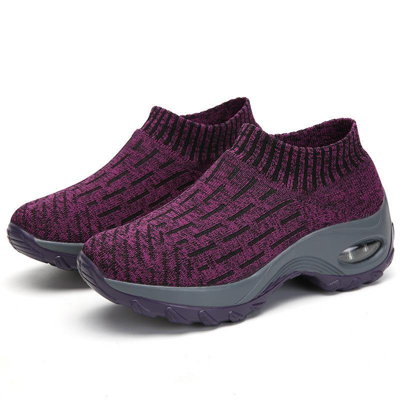 Mujer Malla acolchada de punto transpirable Slip Om Plataforma Zapatos deportivos casuales - MXbueno