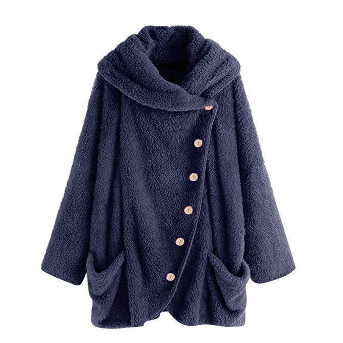 Fleece Solid Color Casual Plus Blusa Talla - MXbueno