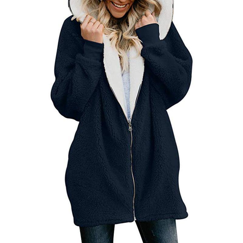 Otoño e invierno cordero lana cremallera chaqueta cálida - MXbueno
