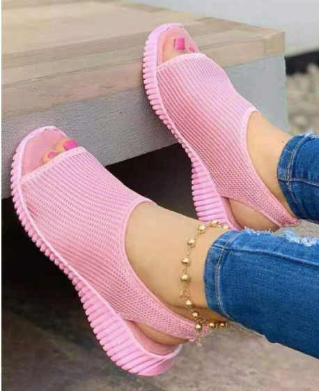 Peep Toe de tejido de punto transpirable Comfy Sandalias - MXbueno