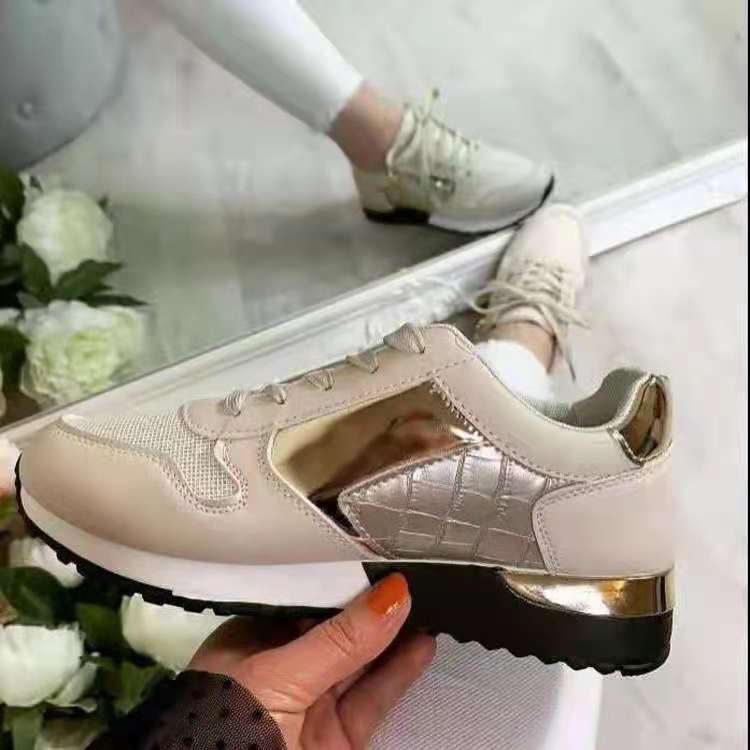 Zapatillas De Running Informales Con Cordones Y Punta Redonda